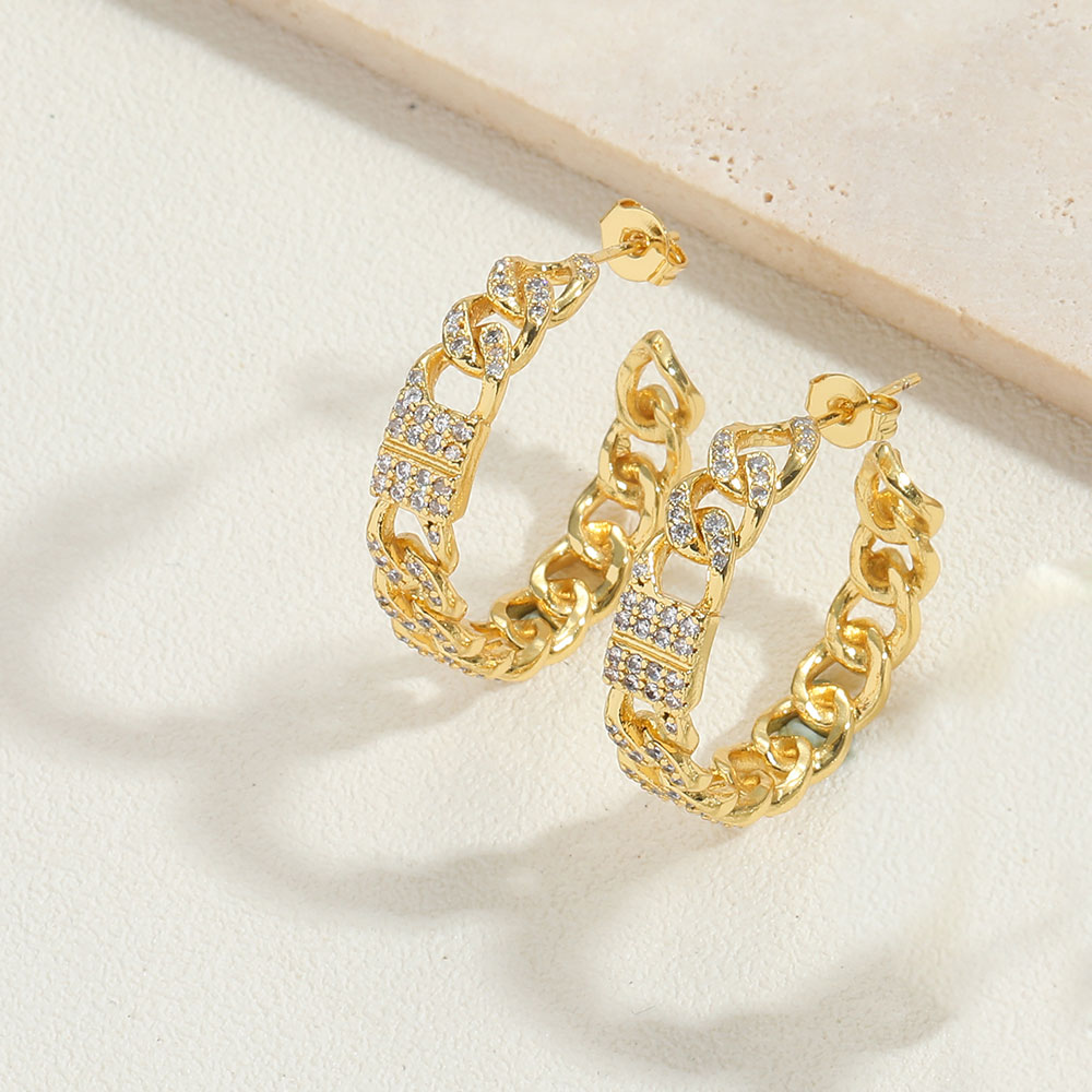 1 Pair Simple Style Snake Inlay Copper Zircon 14K Gold Plated Ear Studs display picture 9