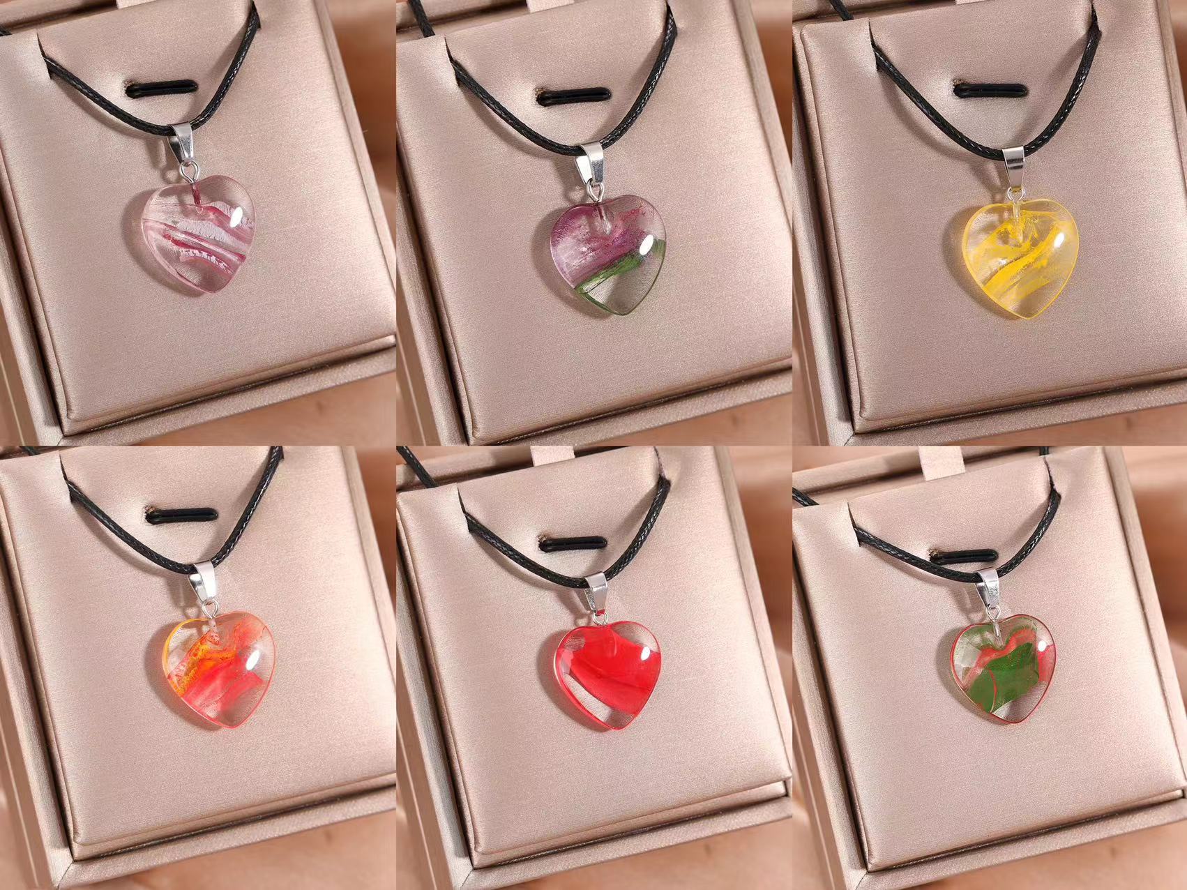 Wholesale Jewelry Classic Style Simple Style Heart Shape Alloy Glass White Gold Plated Plating Pendant Necklace display picture 1