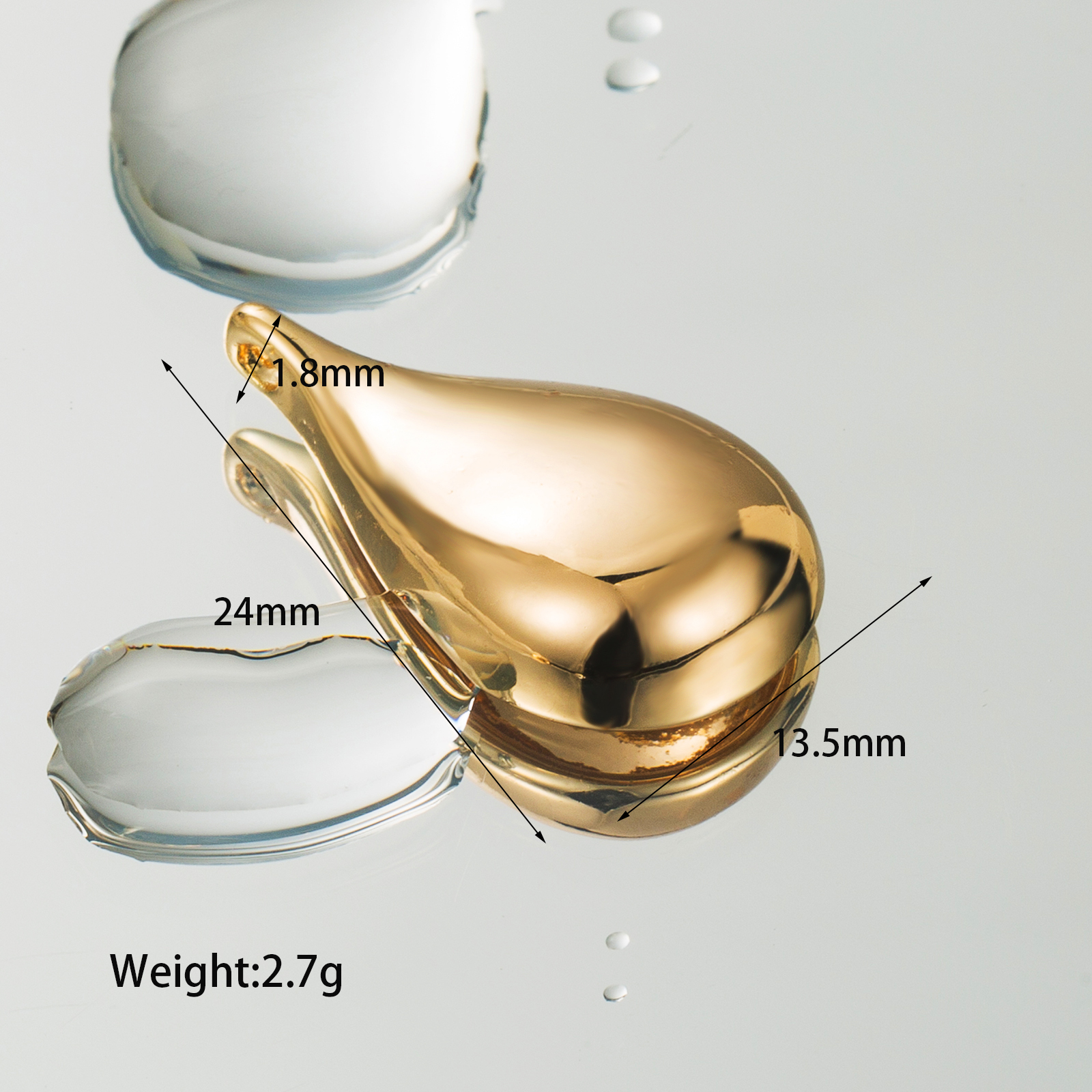 1 Piece 17.4*24mm 3.5*24mm Copper 18K Gold Plated Oval Water Droplets Polished Pendant display picture 7