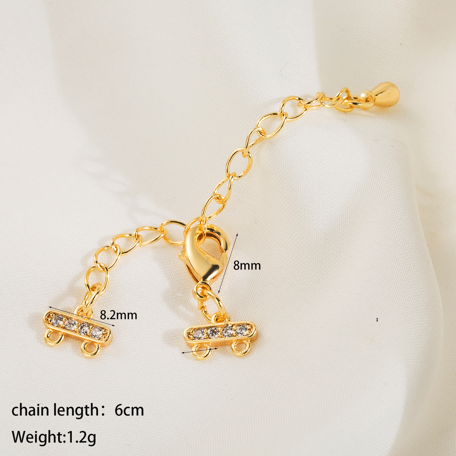 1 Piece 8.2*60mm Copper Zircon 18K Gold Plated Solid Color Polished Connectors display picture 4