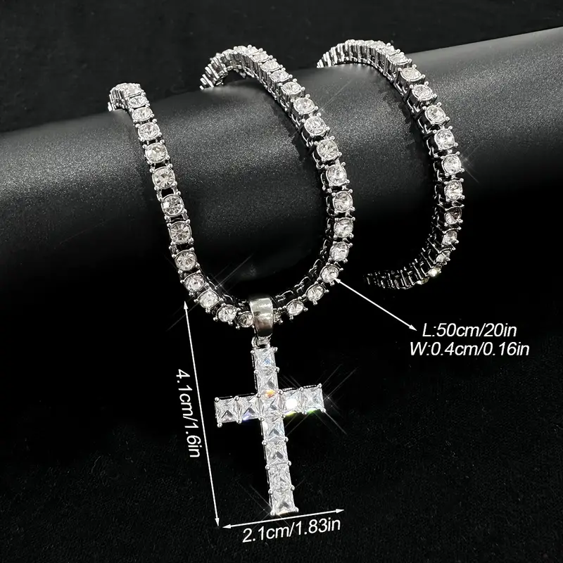 Hip Hop Cruzar Aleación De Zinc Embutido Diamantes De Imitación Unisexo Collar Colgante display picture 5