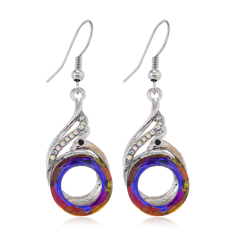 1 Pair Elegant Lady Geometric Round Inlay Zinc Alloy Crystal Drop Earrings display picture 2