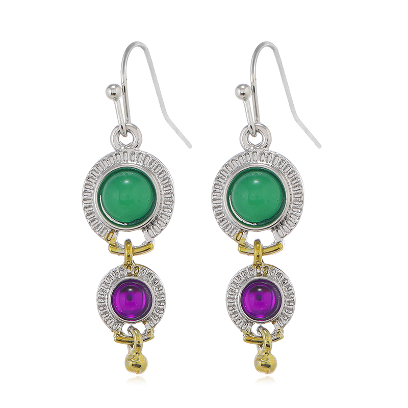 1 Pair Elegant Lady Classic Style Round Inlay Zinc Alloy Artificial Gemstones Drop Earrings display picture 1
