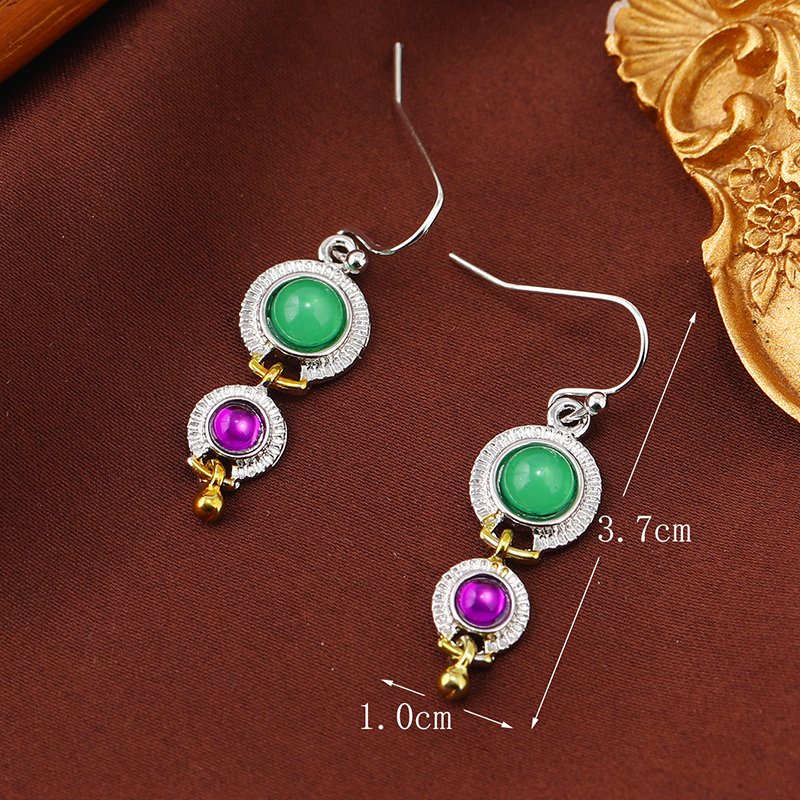 1 Pair Elegant Lady Classic Style Round Inlay Zinc Alloy Artificial Gemstones Drop Earrings display picture 6
