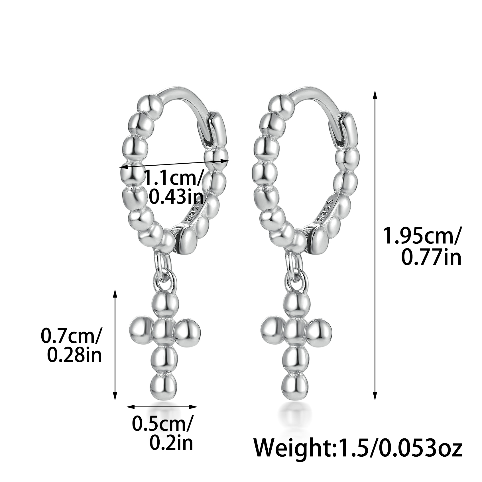 1 Pair Casual Tropical Cross Plating Sterling Silver White Gold Plated Gold Plated Drop Earrings display picture 1