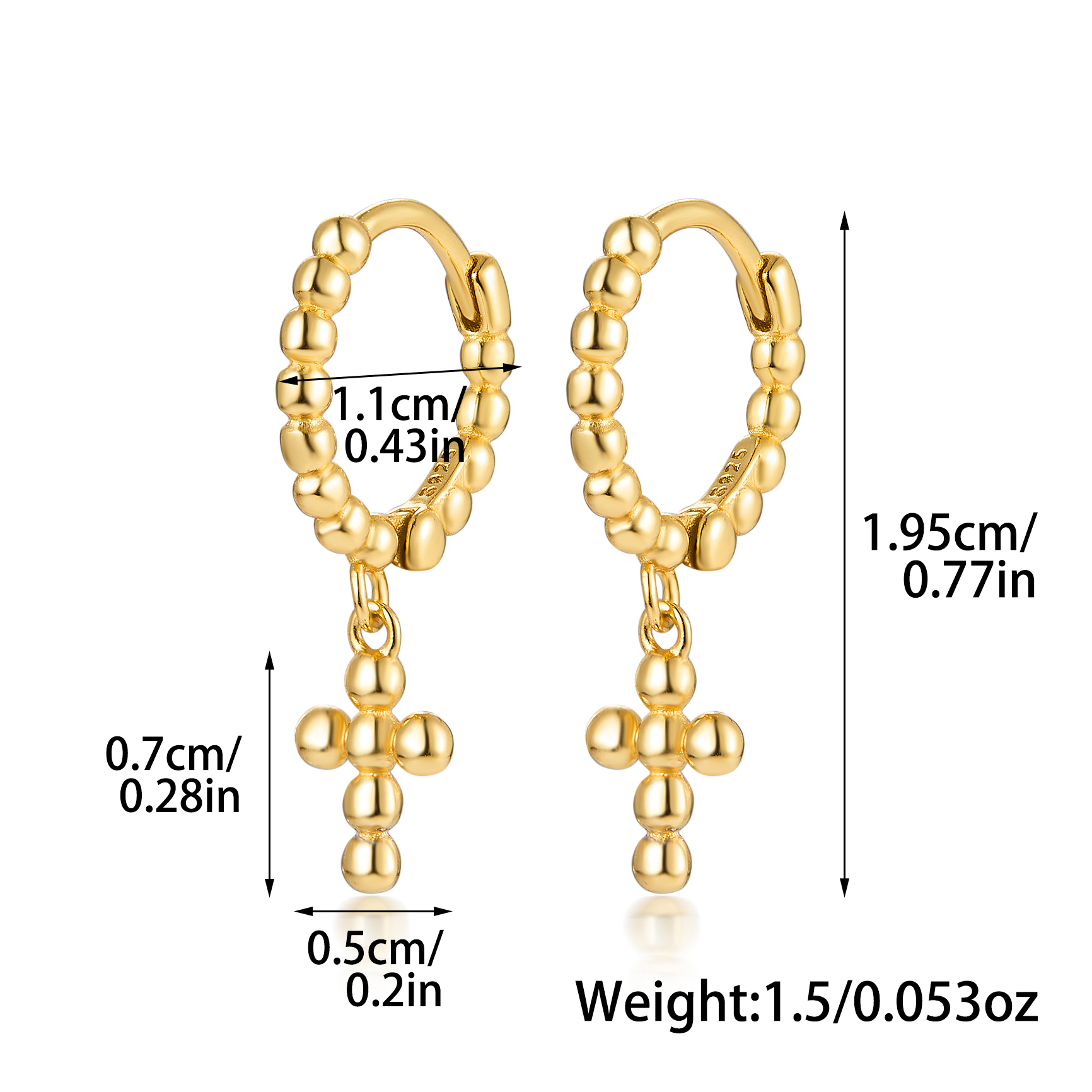 1 Pair Casual Tropical Cross Plating Sterling Silver White Gold Plated Gold Plated Drop Earrings display picture 2
