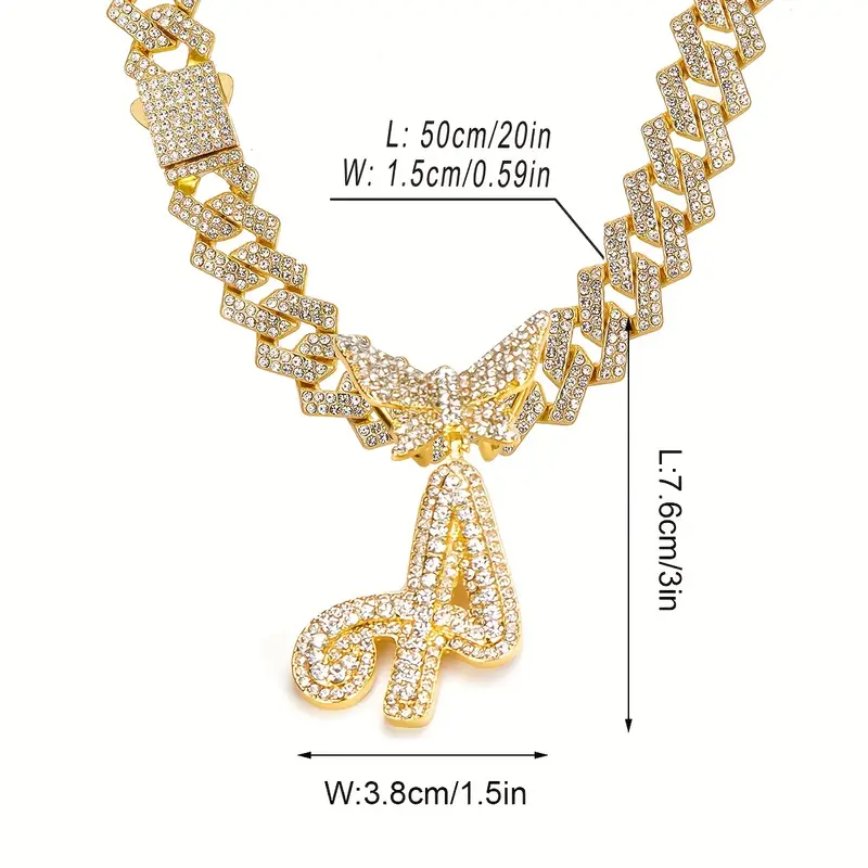 Hip Hop Letra Mariposa Aleación De Zinc Embutido Diamantes De Imitación Unisexo Collar Colgante display picture 1