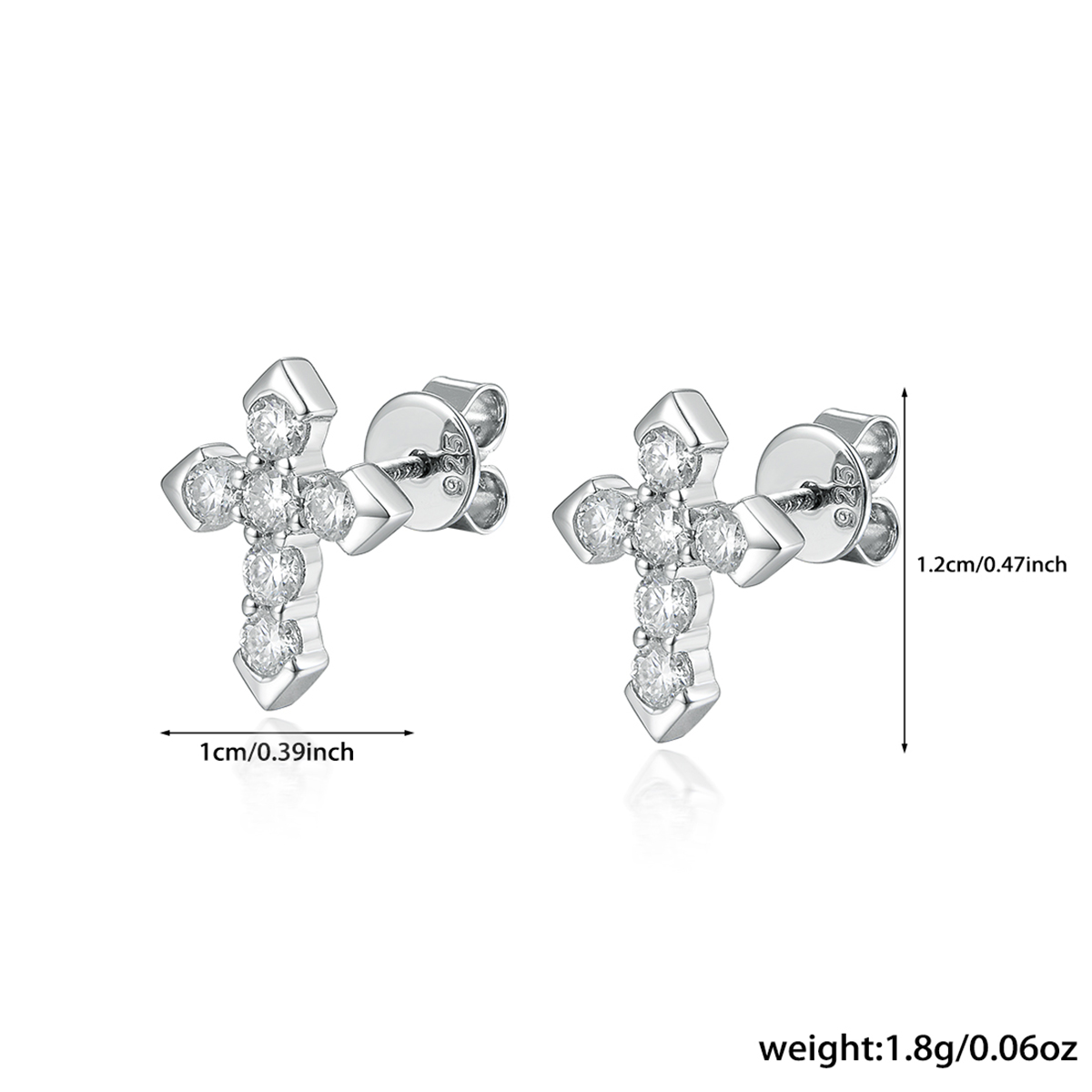 1 Pair Simple Style Classic Style Cross Plating Inlay Sterling Silver Zircon White Gold Plated Gold Plated Ear Studs display picture 1
