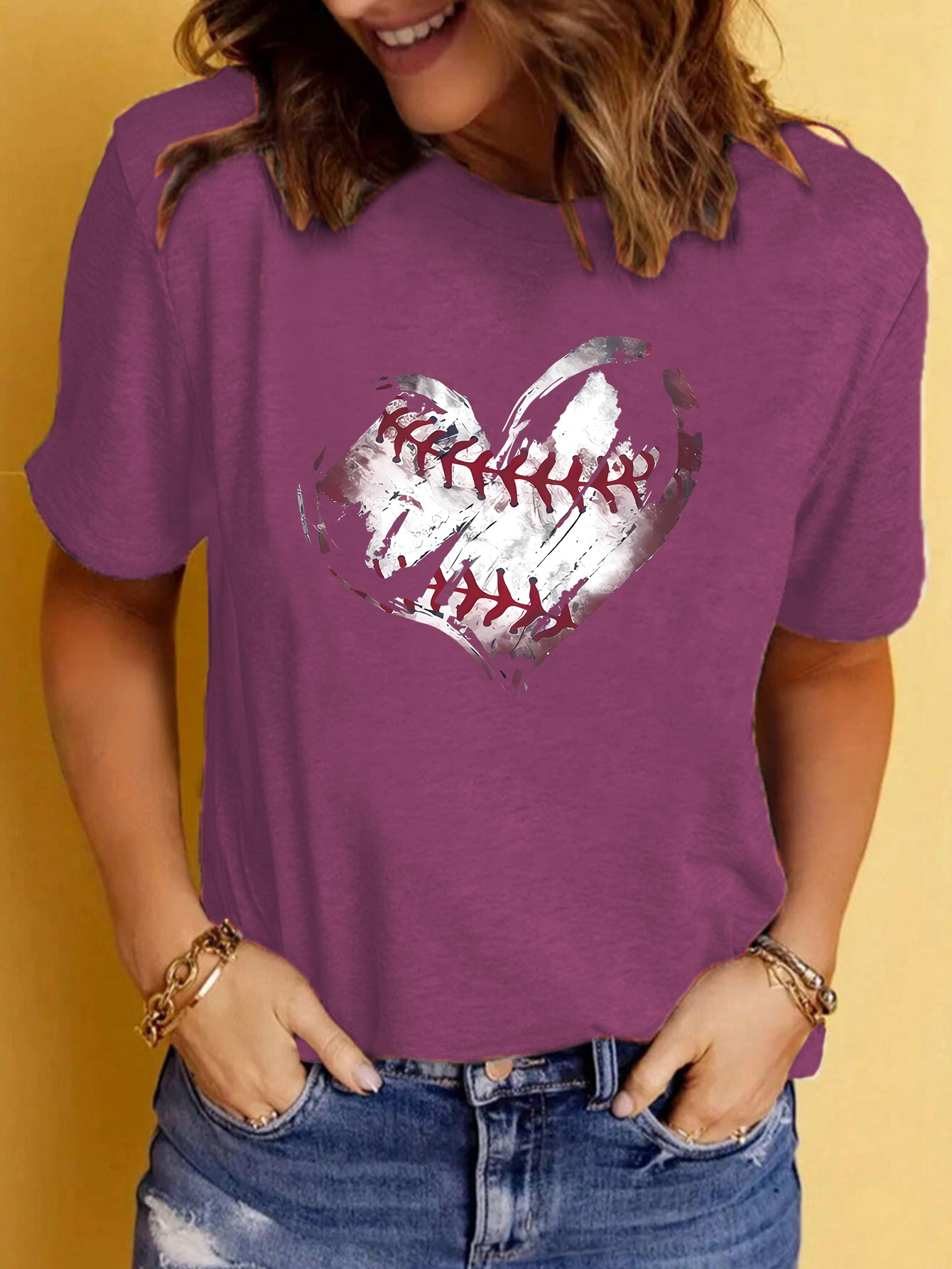 Women's T-shirt Short Sleeve T-Shirts Printing Streetwear Heart Shape display picture 3