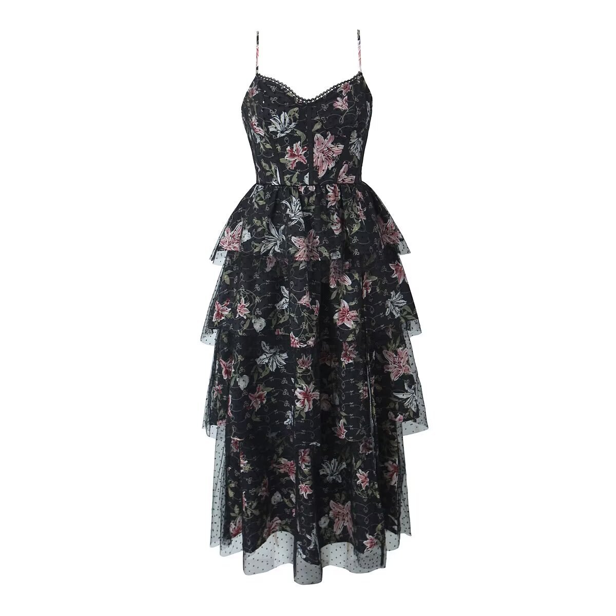 Women's Strap Dress Sexy Strap Printing Zipper Sleeveless Flower Maxi Long Dress Daily Date display picture 1