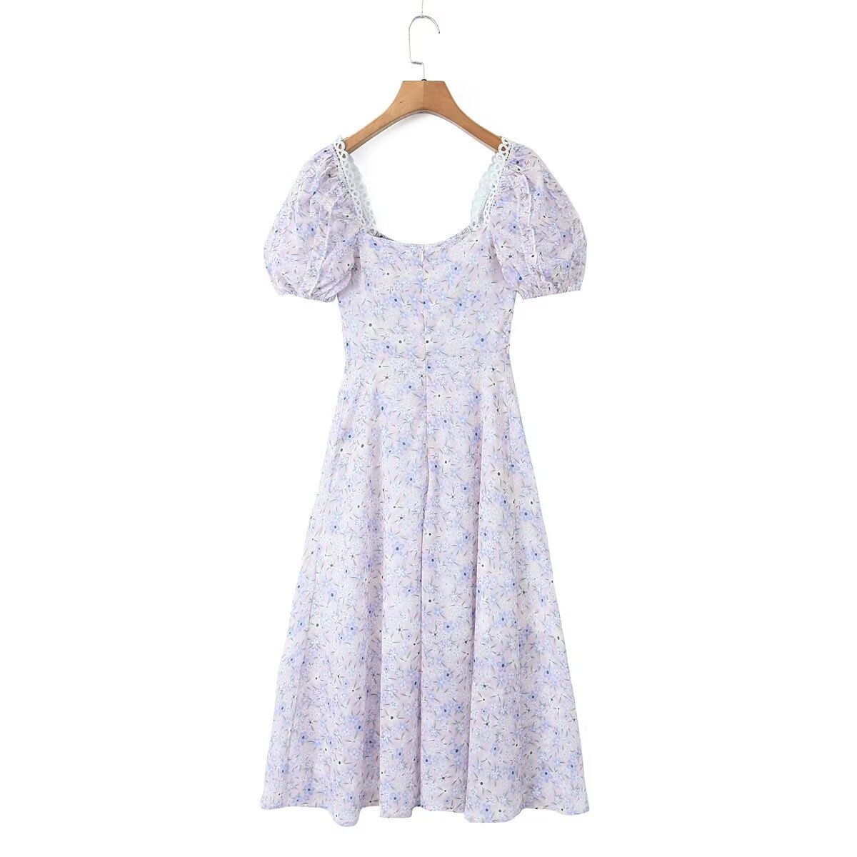 Women's Regular Dress Vacation Square Neck Printing Zipper Short Sleeve Ditsy Floral Maxi Long Dress Daily display picture 9