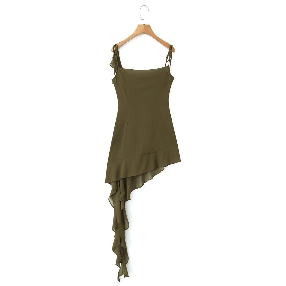 Women's Regular Dress Vacation Strap Lettuce Trim Sleeveless Solid Color Above Knee Daily display picture 4