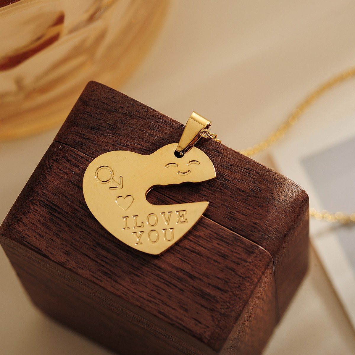 201 Stainless Steel 18K Gold Plated IG Style Classic Style Basic Key Heart Shape Pendant Necklace display picture 3