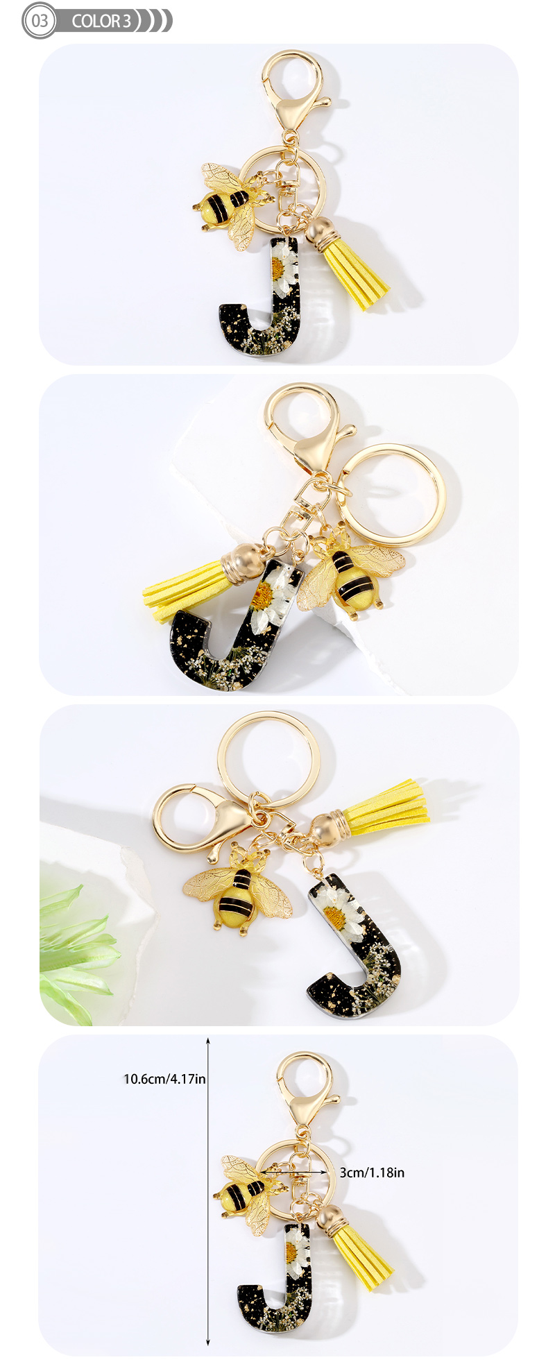 Cartoon Style Cute Simple Style Letter Bee Daisy Alloy Resin Epoxy Bag Pendant Keychain display picture 3