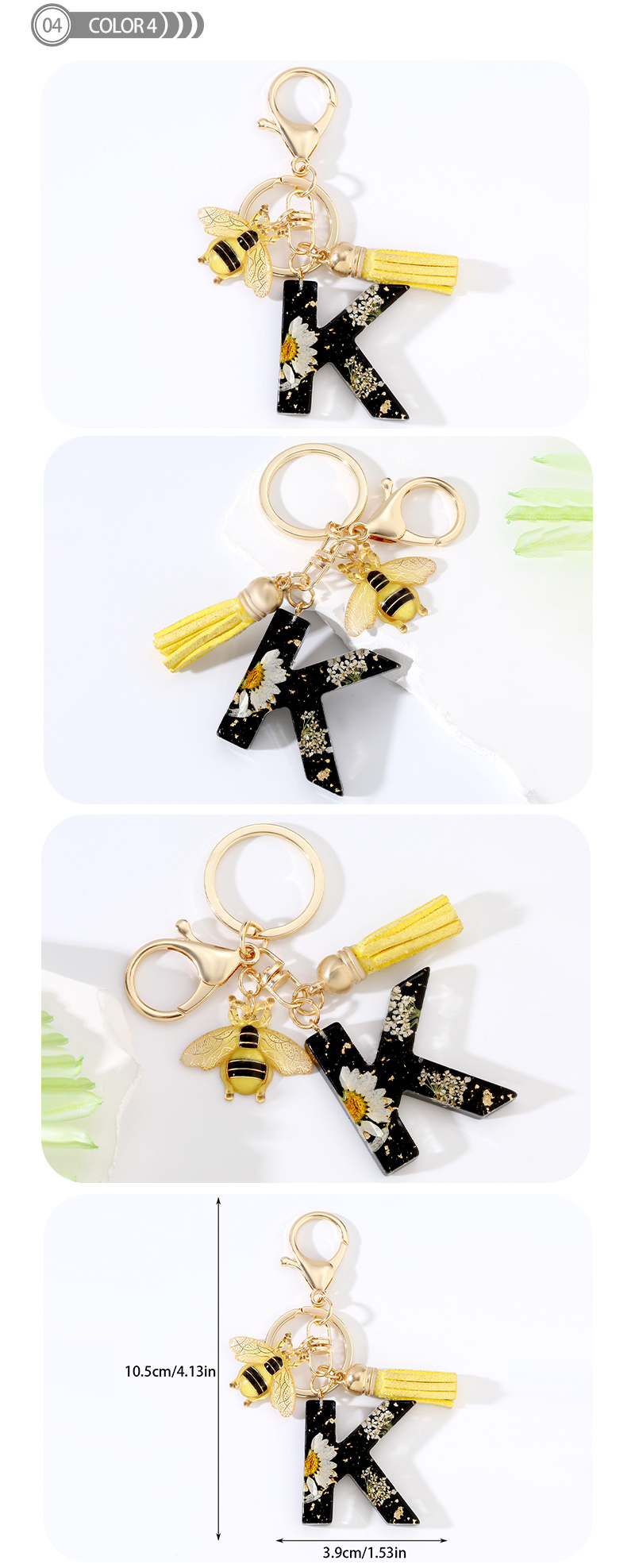 Cartoon Style Cute Simple Style Letter Bee Daisy Alloy Resin Epoxy Bag Pendant Keychain display picture 4