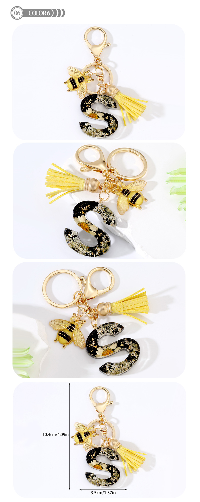 Cartoon Style Cute Simple Style Letter Bee Daisy Alloy Resin Epoxy Bag Pendant Keychain display picture 6
