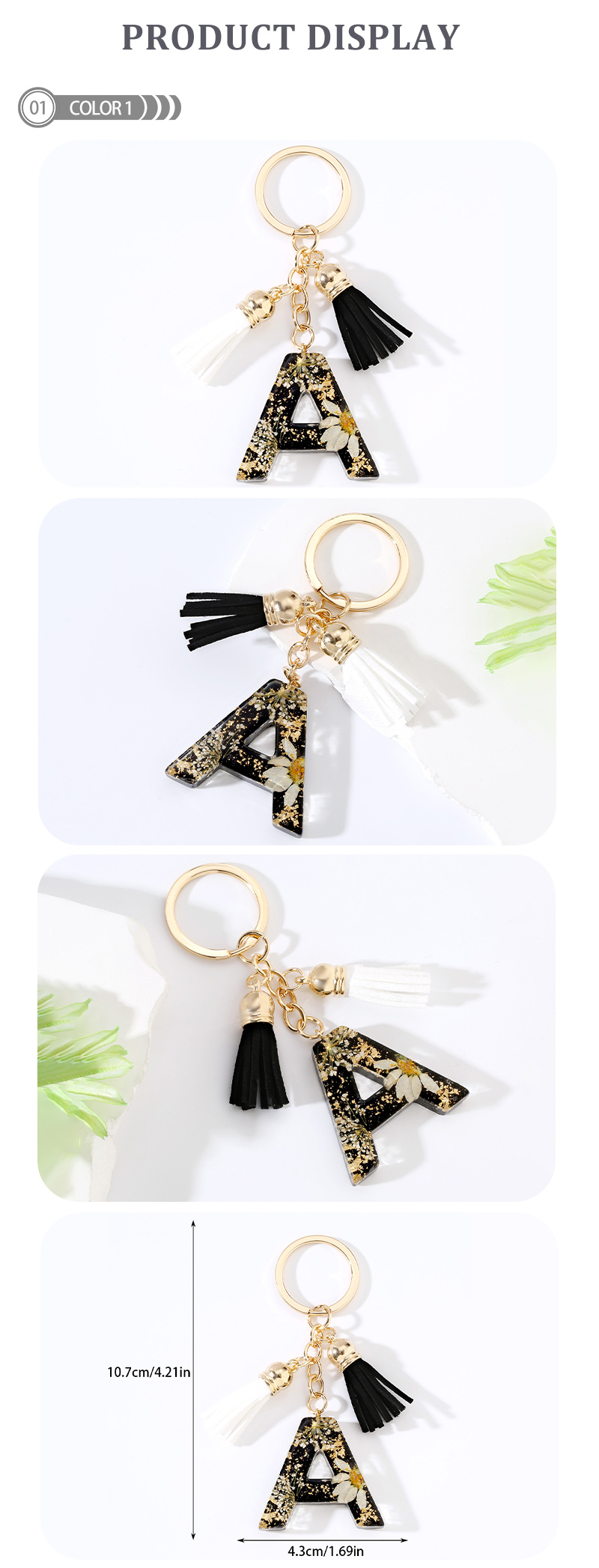Cute Modern Style Letter Bee Daisy Alloy Resin Epoxy Bag Pendant Keychain display picture 1