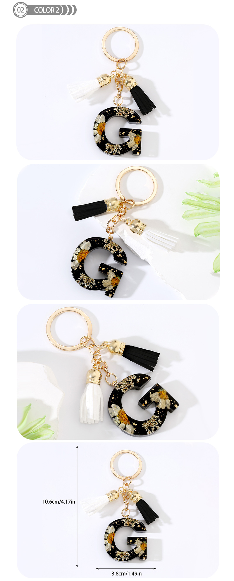 Cute Modern Style Letter Bee Daisy Alloy Resin Epoxy Bag Pendant Keychain display picture 2