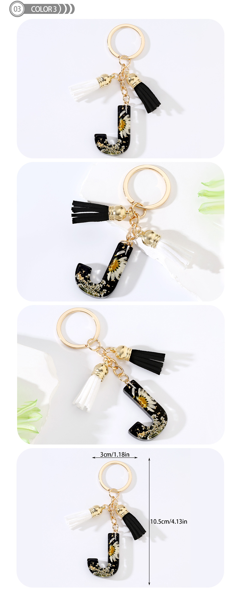 Cute Modern Style Letter Bee Daisy Alloy Resin Epoxy Bag Pendant Keychain display picture 3