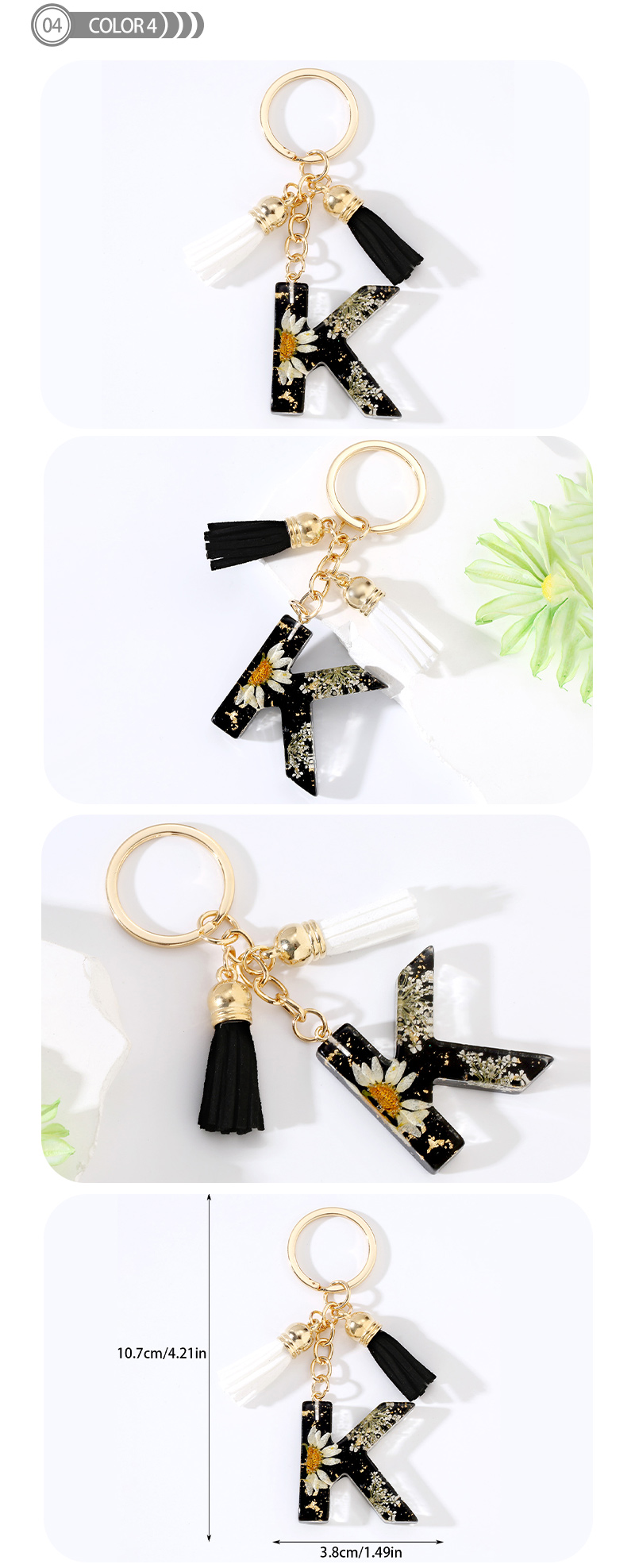 Cute Modern Style Letter Bee Daisy Alloy Resin Epoxy Bag Pendant Keychain display picture 4
