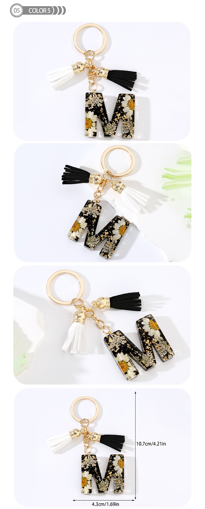 Cute Modern Style Letter Bee Daisy Alloy Resin Epoxy Bag Pendant Keychain display picture 5