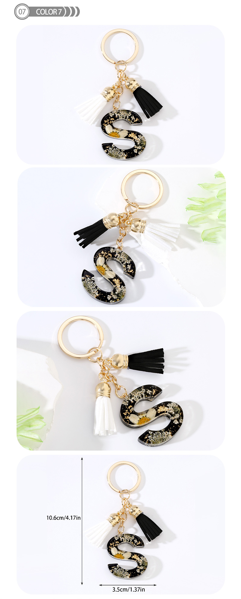 Cute Modern Style Letter Bee Daisy Alloy Resin Epoxy Bag Pendant Keychain display picture 7