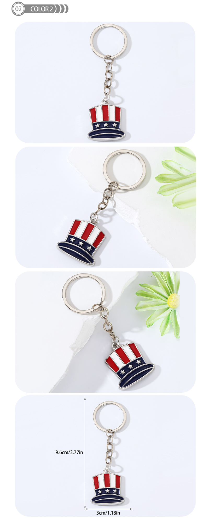 Neuheit Moderner Stil Herzform Amerikanische Flagge Legierung Taschenanhänger Schlüsselbund display picture 2
