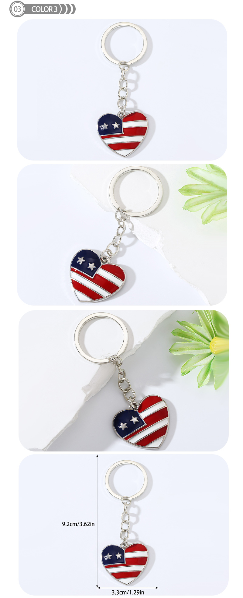 Novelty Modern Style Heart Shape American Flag Alloy Bag Pendant Keychain display picture 3