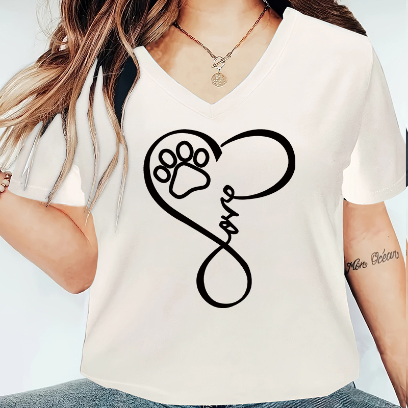 Women's T-shirt Short Sleeve T-Shirts Printing Simple Style Heart Shape display picture 1