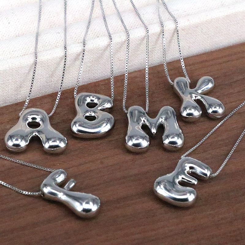 Copper Silver Plated Simple Style Classic Style Plating Letter Pendant Necklace display picture 25