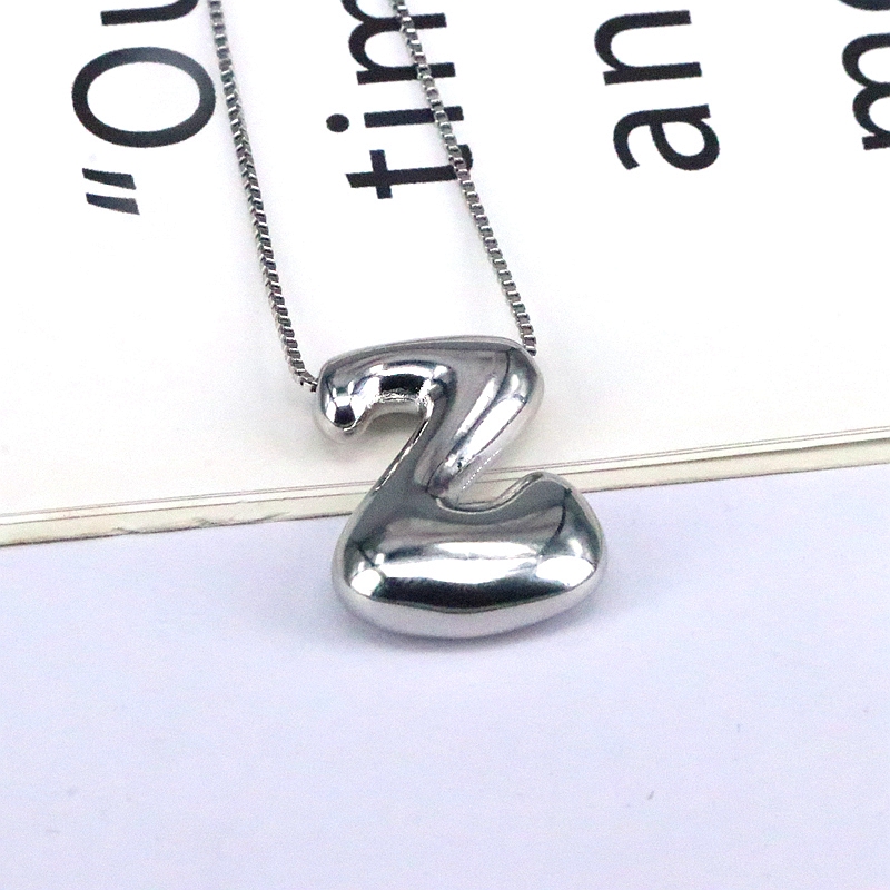 Copper Silver Plated Simple Style Classic Style Plating Letter Pendant Necklace display picture 12