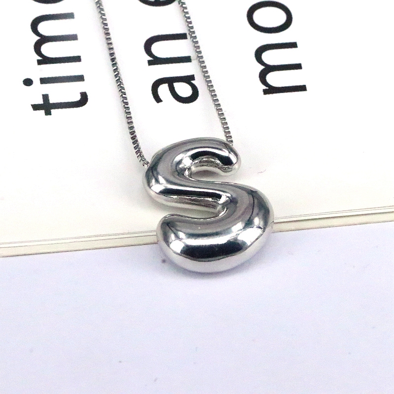 Copper Silver Plated Simple Style Classic Style Plating Letter Pendant Necklace display picture 7