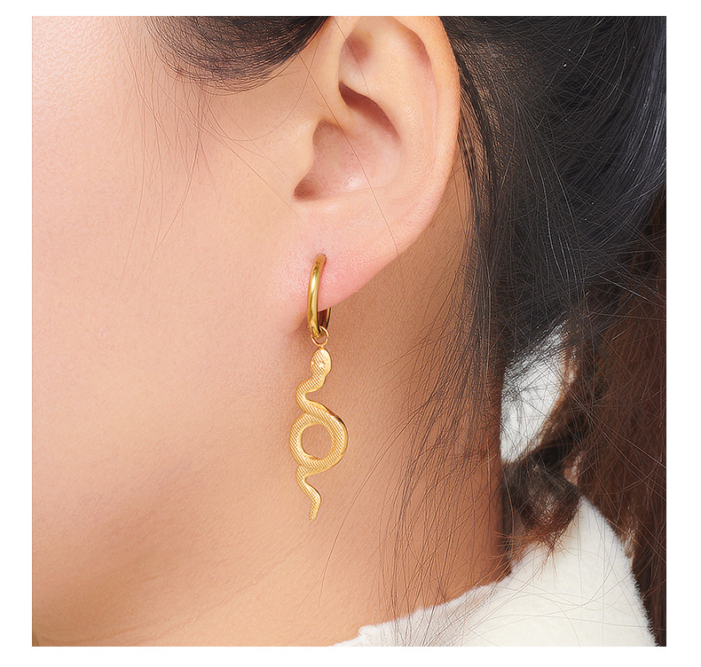 1 Pair Modern Style Cool Style Snake Plating 304 Stainless Steel 18K Gold Plated Drop Earrings display picture 3