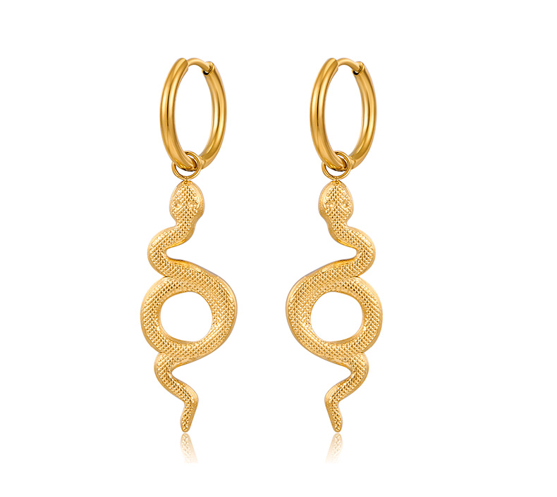 1 Pair Modern Style Cool Style Snake Plating 304 Stainless Steel 18K Gold Plated Drop Earrings display picture 4