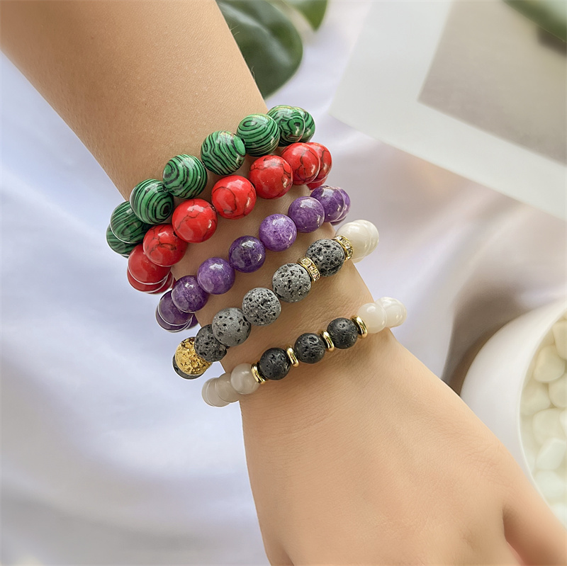 Ethnic Style Round Natural Stone Copper Beaded Women's Bracelets display picture 1