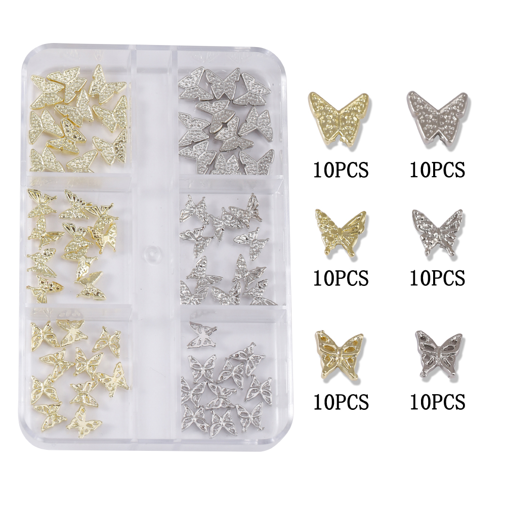 Sweet Simple Style Butterfly Zinc Alloy Nail Decoration Accessories 60 Pieces Per Pack display picture 1