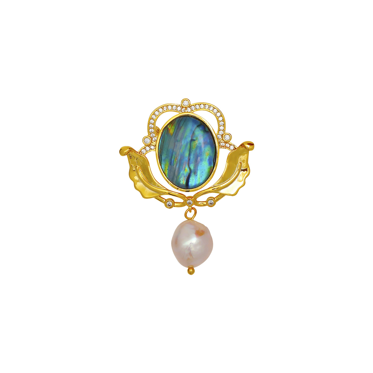 Luxurious Simple Style Classic Style Oval Copper Plating Inlay Pearl Women's Brooches 1 Piece display picture 1