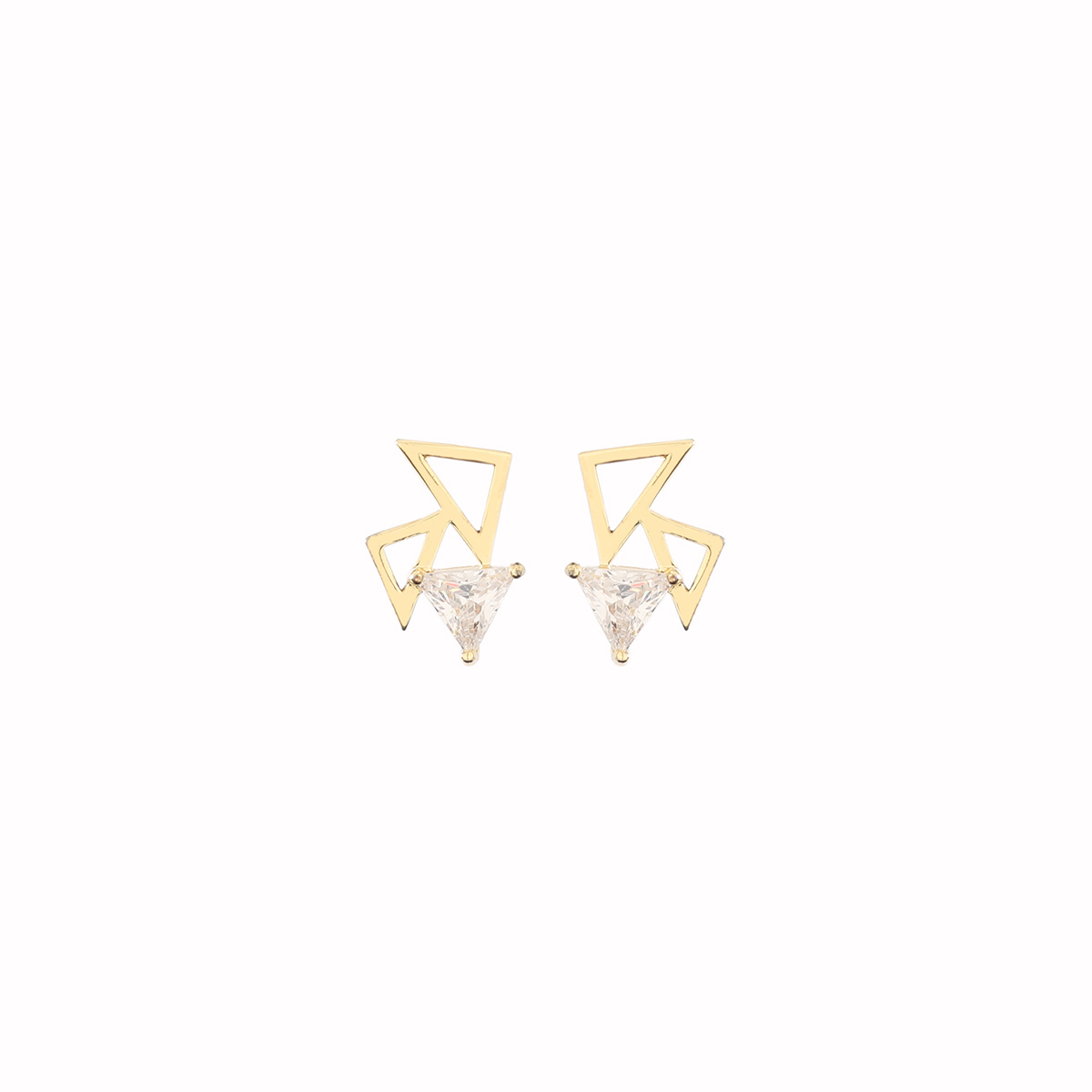 1 Pair Simple Style Classic Style Geometric Plating Inlay Sterling Silver Zircon 14K Gold Plated Ear Studs display picture 3