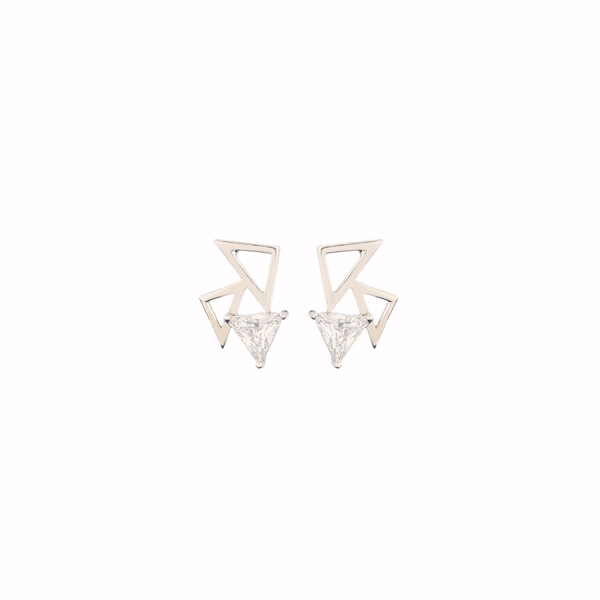 1 Pair Simple Style Classic Style Geometric Plating Inlay Sterling Silver Zircon 14K Gold Plated Ear Studs display picture 1