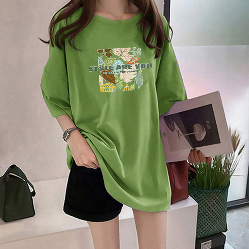 Women's T-shirt Short Sleeve T-Shirts Printing Casual Letter Leaves display picture 9