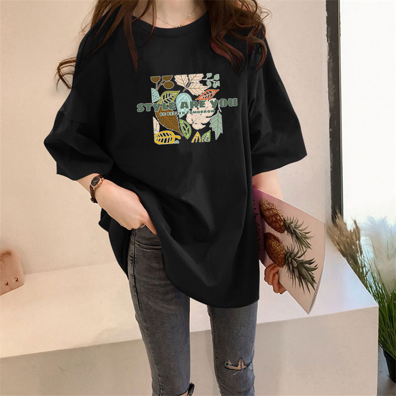 Women's T-shirt Short Sleeve T-Shirts Printing Casual Letter Leaves display picture 5