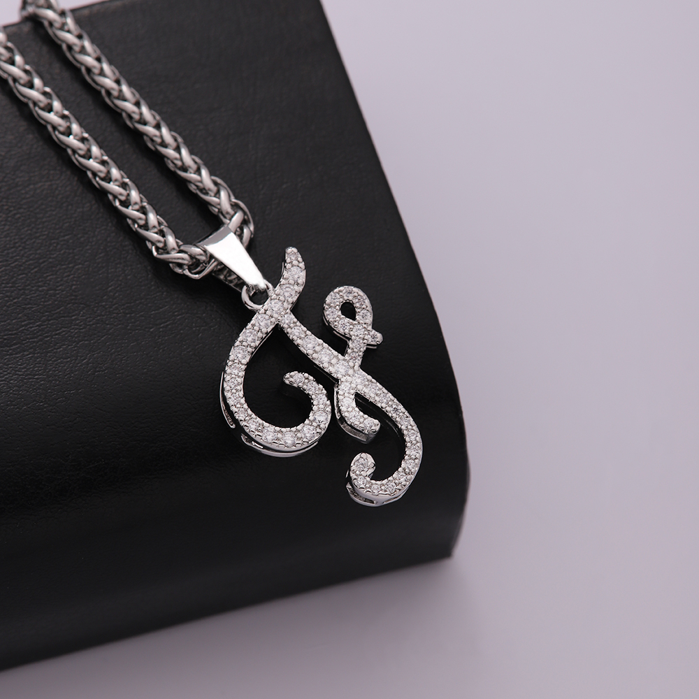 304 Stainless Steel Copper Hip-Hop Basic Classic Style Inlay Letter Zircon Pendant Necklace display picture 7