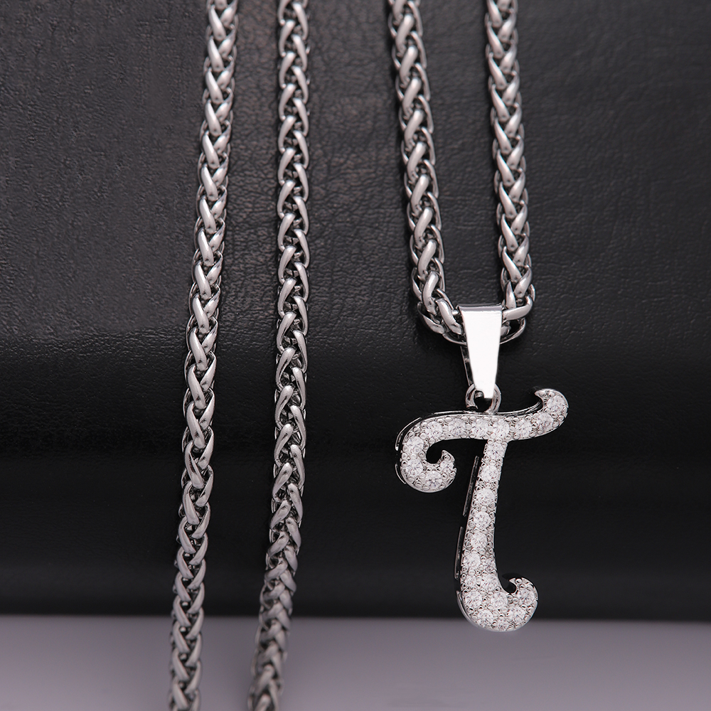 304 Stainless Steel Copper Hip-Hop Basic Classic Style Inlay Letter Zircon Pendant Necklace display picture 14