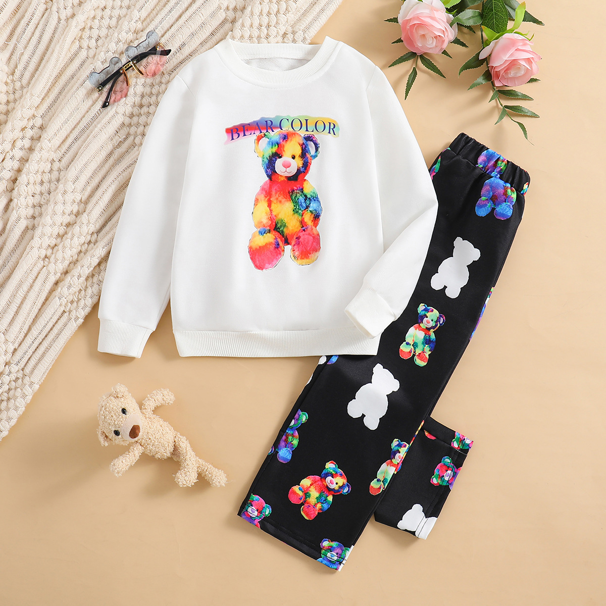 Casual Bear Polyester Girls Clothing Sets display picture 1