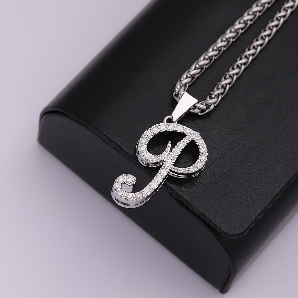 304 Stainless Steel Copper Hip-Hop Basic Classic Style Inlay Letter Zircon Pendant Necklace display picture 11