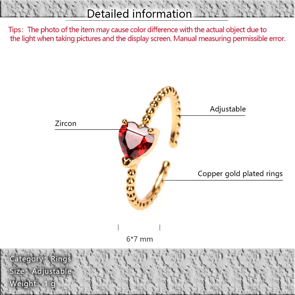 Copper 18K Gold Plated IG Style Solid Color Commute Inlay Water Droplets Heart Shape Rectangle Zircon Open Rings display picture 13