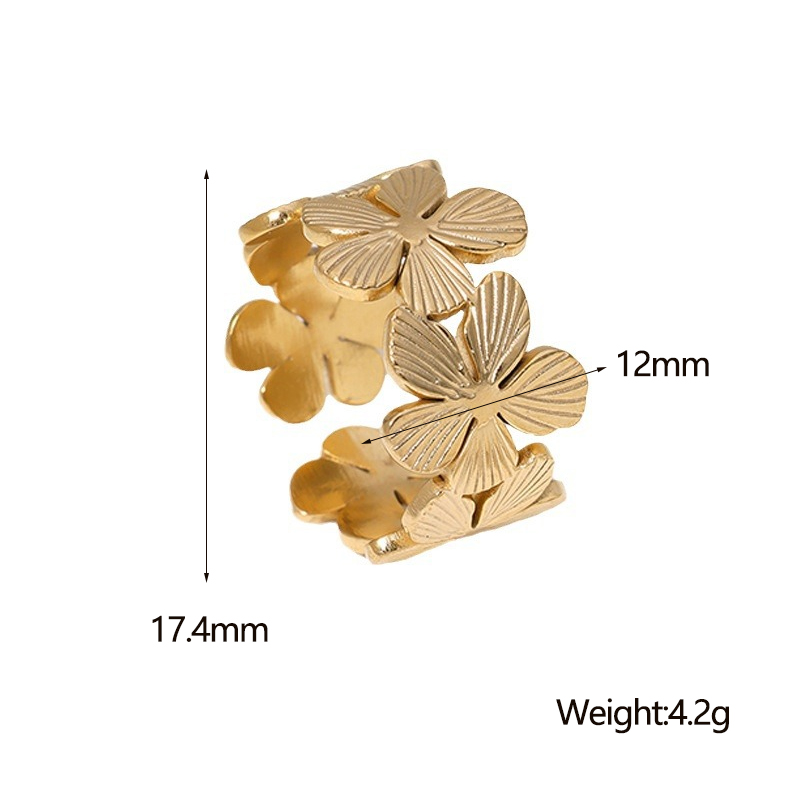Edelstahl 304 18 Karat Vergoldet IG-Stil Pastoral Einfacher Stil Überzug Blume Offener Ring display picture 1