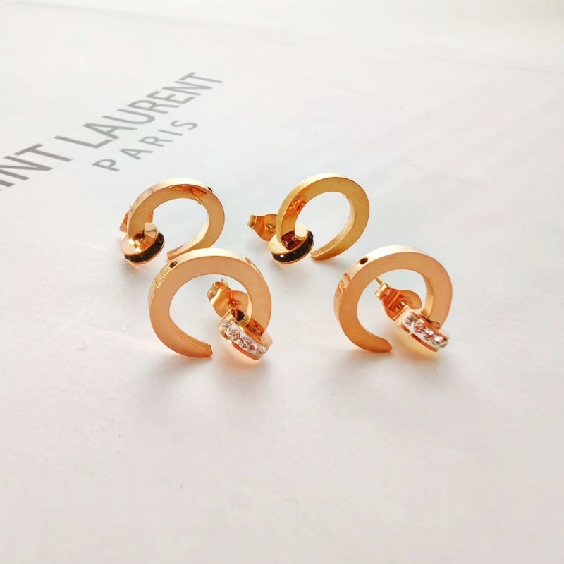 1 Pair IG Style Elegant Simple Style Round Roman Numeral Inlay 304 Stainless Steel Rhinestones Gold Plated Ear Studs display picture 2