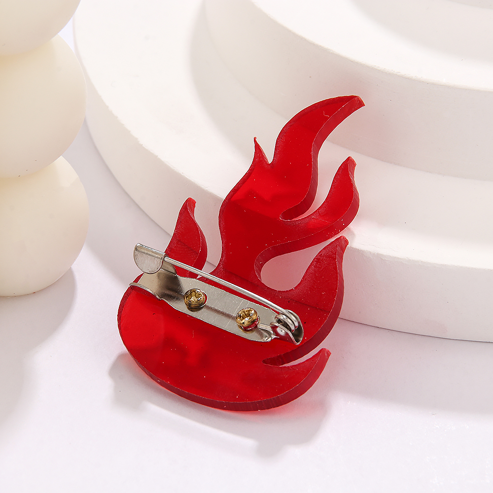 Casual Simple Style Flame Arylic 201 Stainless Steel Asymmetrical Unisex Brooches 1 Piece display picture 3