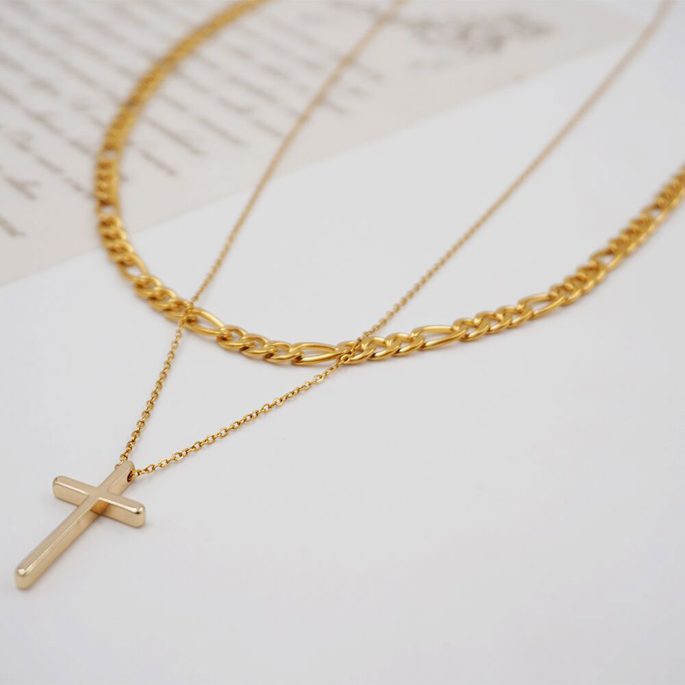 304 Stainless Steel Copper IG Style Simple Style Classic Style Cross Pendant Necklace display picture 4